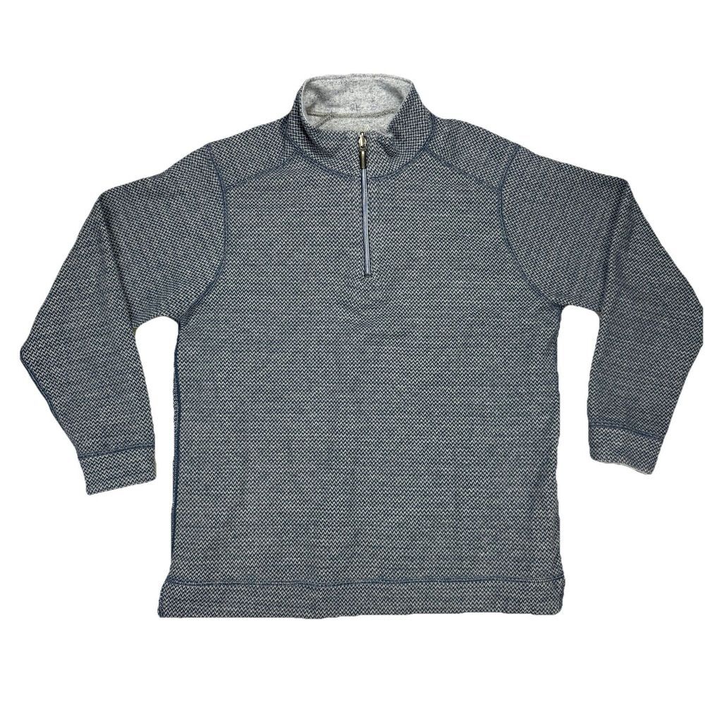 Rainforest Men's Gray Herringbone Quarter Zip Pullover Medium Sweater Blend‎